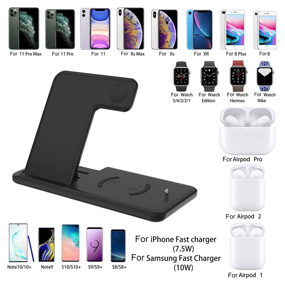 Foldable Fast Wireless Charger Stand For Phone and Watch Mobile Phone Chargers Wireless Chargers cb5feb1b7314637725a2e7: Style1 15W Black|Style1 15W White|Style2 10W Black|Style2 10W White