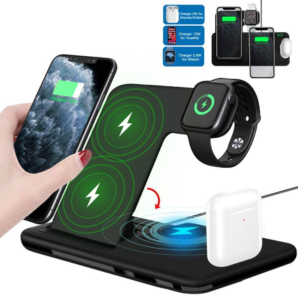 Foldable Fast Wireless Charger Stand For Phone and Watch Mobile Phone Chargers Wireless Chargers cb5feb1b7314637725a2e7: Style1 15W Black|Style1 15W White|Style2 10W Black|Style2 10W White