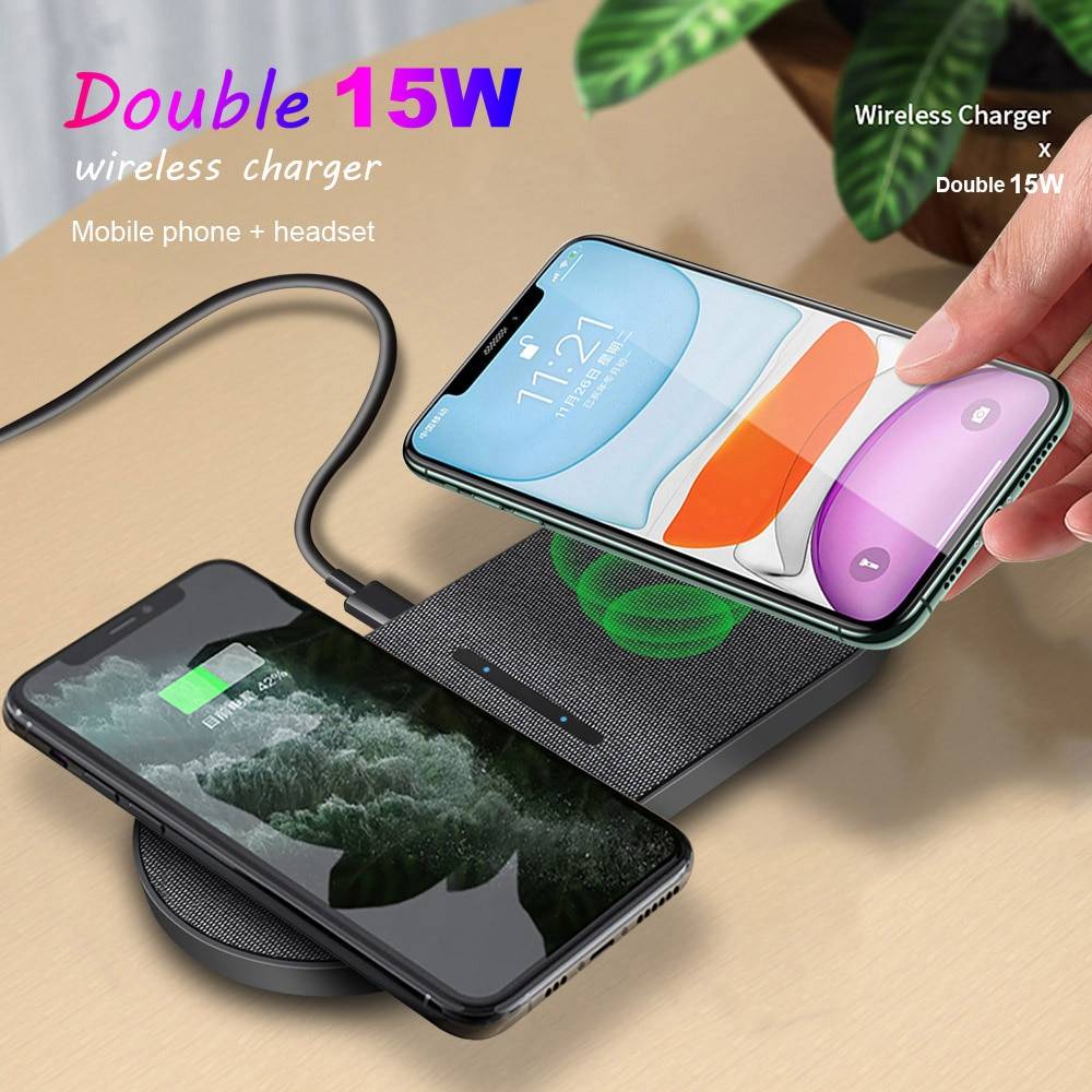 2 in 1 Dual Wireless Fast Charging Pad Mobile Phone Chargers Wireless chargers cb5feb1b7314637725a2e7: Dual 10W|Dual 15W|Dual 20W