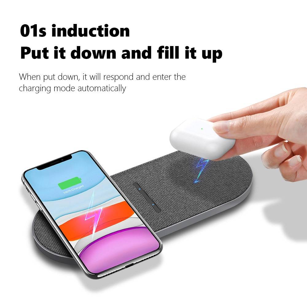 2 in 1 Dual Wireless Fast Charging Pad Mobile Phone Chargers Wireless chargers cb5feb1b7314637725a2e7: Dual 10W|Dual 15W|Dual 20W