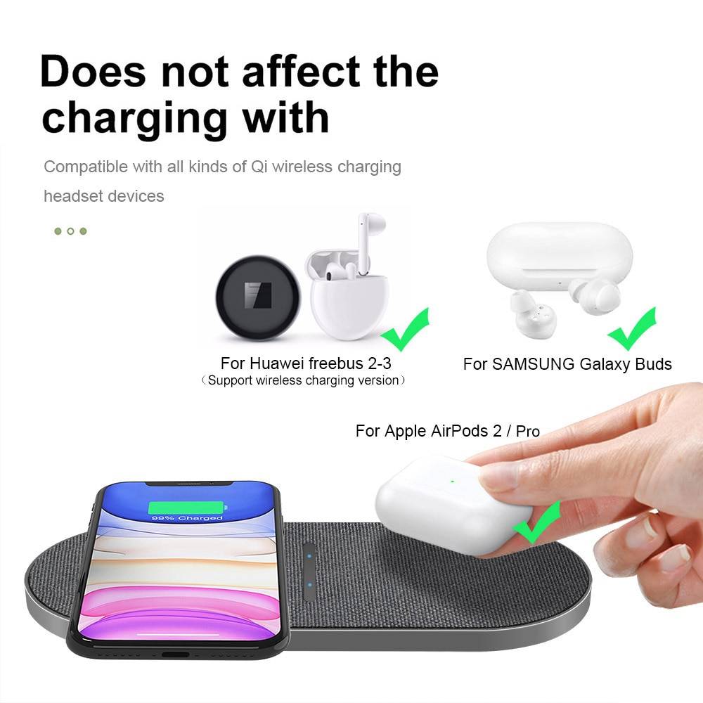 2 in 1 Dual Wireless Fast Charging Pad Mobile Phone Chargers Wireless chargers cb5feb1b7314637725a2e7: Dual 10W|Dual 15W|Dual 20W