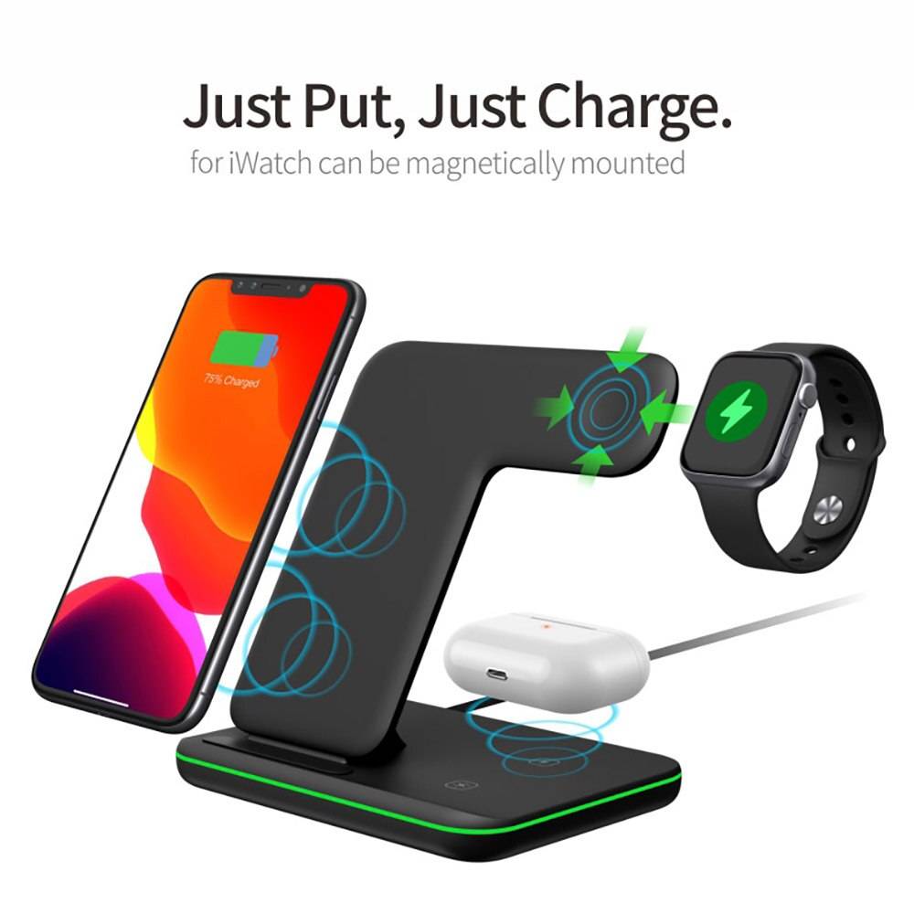 3 in 1Wireless Charger Stand Mobile Phone Chargers Wireless chargers cb5feb1b7314637725a2e7: Type1 Black|Type1 White|Type2 Black|Type2 White